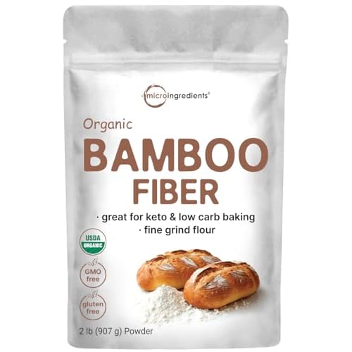 Organic Bamboo Fiber Powder, 2lbs | Keto Flour for Low-Carb Baking & Cooking | Low Calorie Flour | Rich in Silica, Prebiotics, & Minerals | Non-GMO, K