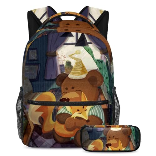 Sac à dos école enfants multicolore motif animal mignon avec trousse à crayons