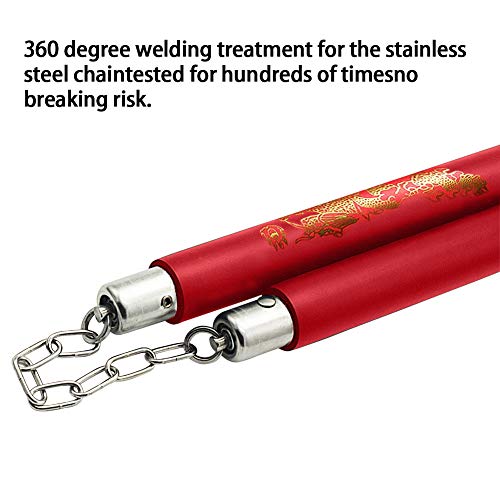 TOPOINT Nunchuck,Safe Foam Rubber Training Nunchucks/Nunchakus with Steel Chain for Kids & Beginners Practice and Training (Red)