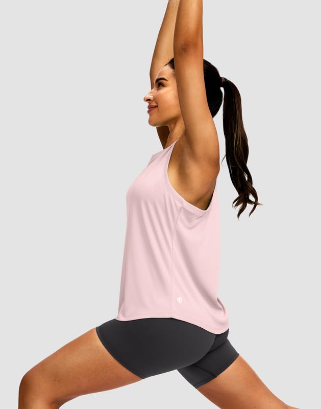 Image of Women's Workout Tops Racerback Athletic Tank Tops Sleeveless Loose Fit Yoga Running Gym Shirts for Women