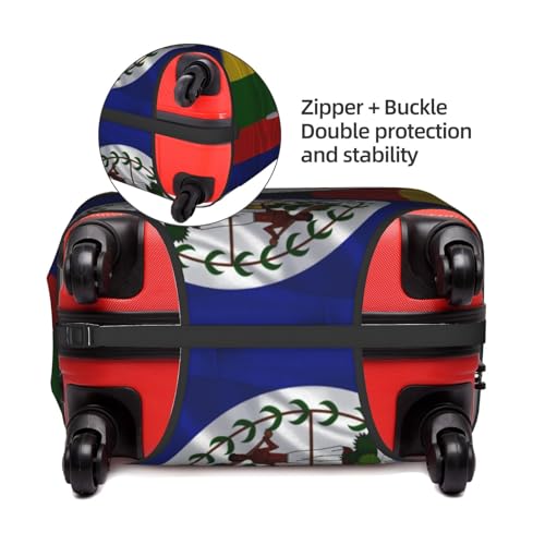 Zimbabwean And Belize Belizean Triangle Flag Travel Luggage Cover Washable Suitcase Case Suitcase Protector Fit Luggage Cover Large4