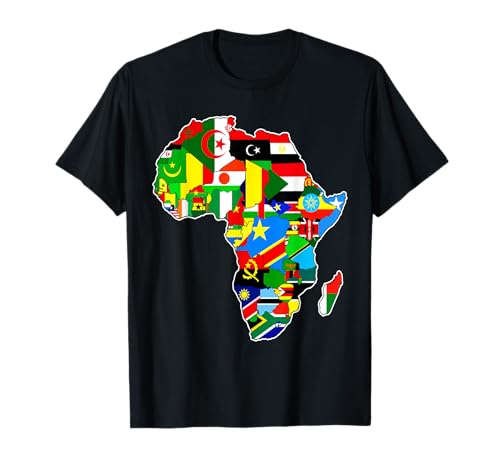 Carte de l'Afrique avec les drapeaux des pays africains T-Shirt