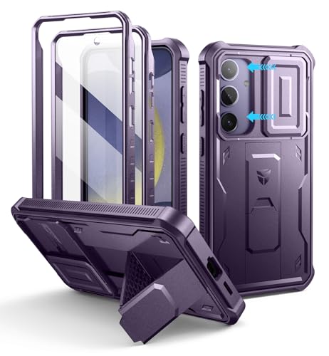 Dexnor pour Coque Samsung Galaxy S24 Plus【Double Cadre Avant et Support】 avec CaméRa Coulissante Intégrée & Protecteur d'écran, Coque de Protection...