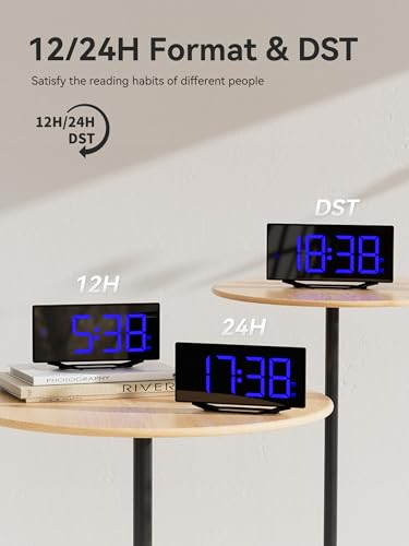 Image of Digital Alarm Clock for Bedroom Bedside, Large Big Numbers Display with Brightness Dimmer, Plug-In Electric Desk Clock with Battery Backup, USB Charging Port, Adjustable Volume, 12 /24Hr, Snooze