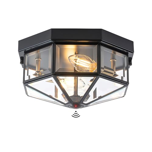 Yonaveil Outdoor Ceiling Light with Motion Sensor, 2-Light Copper Flush