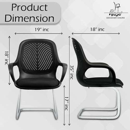 Image of ROSE Zaria | 3 Years Brand Warranty | Ergonomic mesh mid-Back Office Chair, Perfect for Study, Work from Home, revolving, Rolling Computer Desk Chair (Black, Visitor)