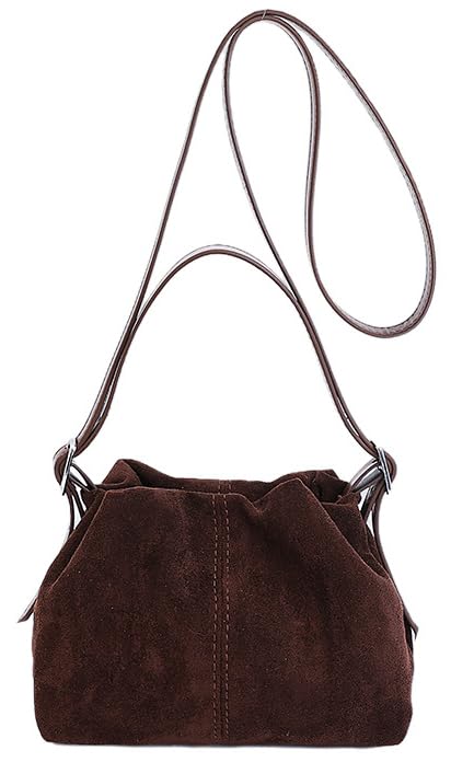 Suede Bucket Bags for Women Small Tote Shoulder Bag Handbags Chic Purses Satchel for Travel Work