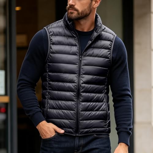 Puffer Vest Men Lightweight Zip Up Down Vest Warm Puffy Sleeveless Jacket - image 3
