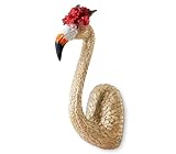 GABROC Exquisite Gold Wall Decor - Large Resin Flamingo Bird Head Sculpture for Hanging, Vintage Art Deco Wall Art Perfect as Animal Head Wall Decor