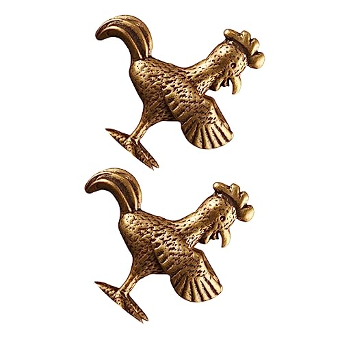 SHINEOFI 2piezas Llavero De Pollo De Latón Mini Decoración De Escritorio De Pollo Adorno De Del Llavero Diy Para Llevar Polla