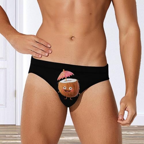 Cute Coconut Drink Mens Swim Briefs Quick Dry Swimming Trunks Training Swimsuit Low Rise Swimwear4