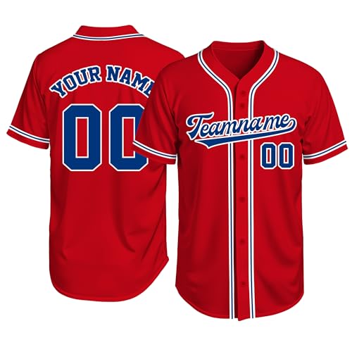 Image of Custom Baseball Jersey Personalized Stitched or Printed Name Number Baseball Shirt Sports Uniform Gifts for Men Women Youth