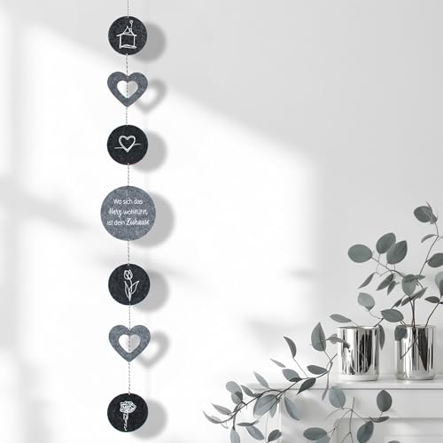 Spetebo Filzgirlande mit Spruch 1 Stück Motiv 2-Fach Sortiert - 145 cm - Deko Girlande aus Filz zum...