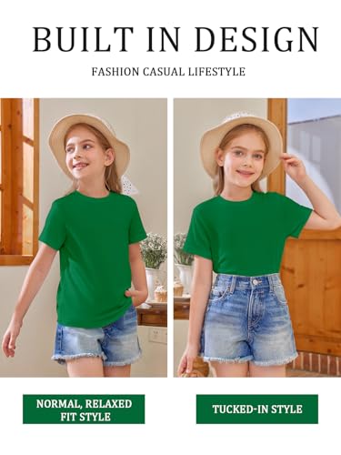 Image of Girls Short Sleeve T Shirts Kids Summer Tops Crewneck Tees 5-14 Years