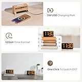 GOLOZA Alarm Clocks Bedside, Wood Grain, Digital Clock with Night Light, Desk Clock for Bedside, Power-Off Memory & Alarm, Dual Alarm, 5 Level Brightness +Off, 12/24H, 9min Snooze, Reveil Matin - Image 7