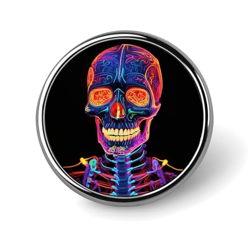 Aluminium Alloy Round Badge Brooch Pins for Men Skull Glowing Brooches Elegant Pin for Women Fashion Button Badges Brooch Badge for Hats Jackets Shirts