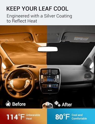 Image of Proadsy 2026 Upgrade Windshield Sun Shade Custom Fit 2011-2017 Nissan Leaf Foldable Front Sunshade Protector Sun Visor Blocks UV Rays Keep Car Cooler