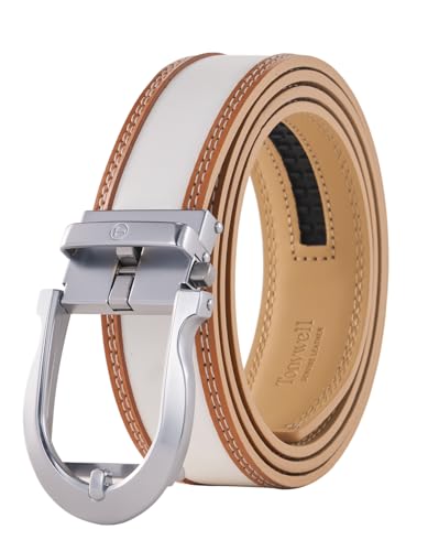 Image of Tonywell Men's Leather Ratchet Belt, 1 3 /8 inch Adjustable Dress Belt, Trim to Fit
