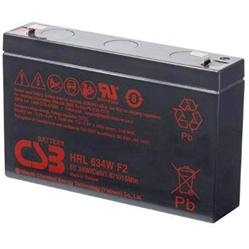 CSB Battery Batería de Plomo 6 V 5.7 Ah HRL 634 W HRL634 W Piombo-agm L x A x P 151 x 99 x 34 mm Enchufe Plano 6,35 mm