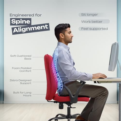 Image of IAFA FURNITURE Mavro Office Chair, Mid Back Upholstery Ergonomic Home Office Desk Chair with Fixed Armrests & Spacious Cushioned Seat | Heavy Duty Metal Base (DIY) (Red)