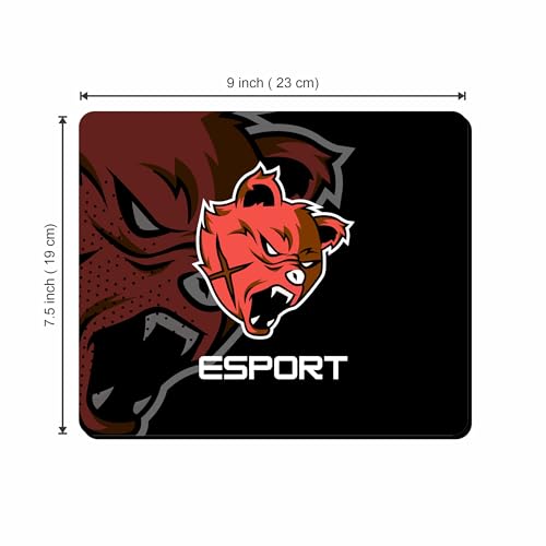 Image of Esports Gaming Mouse Pad 9x7.5 - Non-Slip Rubber Base, Smooth Precision Surface, Durable Stitched Edges - Bear Mascot Design for PC & Laptop Gamers