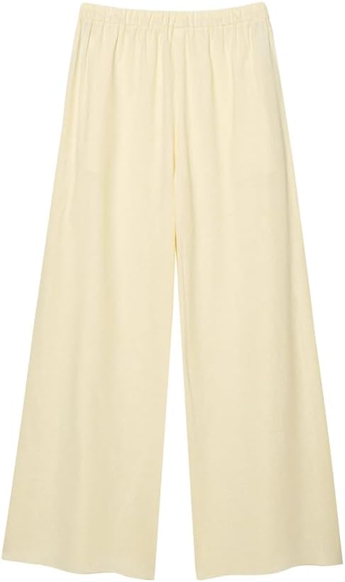 Women's Two-Piece Suit With Lace Short Puff Sleeve Shirt Top Solid Color Loose Pants Suit