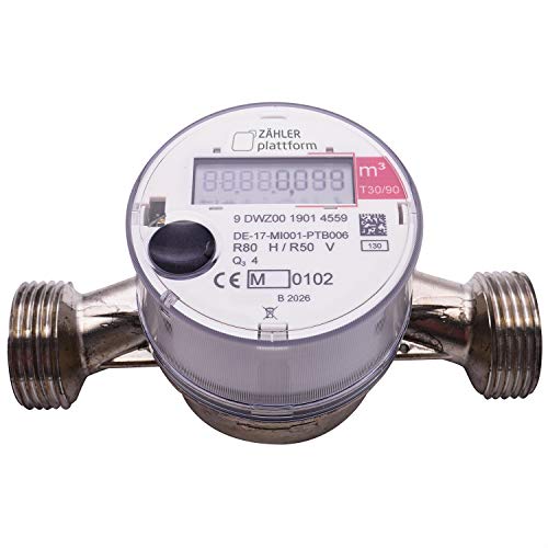 ZÄHLER Platform OMS - Contador de agua caliente Qn 2,5, longitud de construcción 130 mm, flujo de 3/4 pulgadas, conexión de 1 pulgada 2020 válida hasta 2025