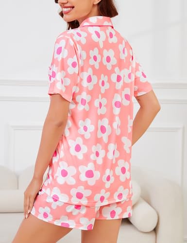Image of SWOMOG Womens Button Down Pajamas Set Short Sleeve Sleepwear Bride Soft Pj Lounge Sets XS-3XL