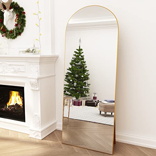 Manocorro Full Length Mirror 65"×22", Arched Mirror, Floor Mirror With Stand, Full Body Mirror, Hanging Or Leaning Against Wall, Gold Arch Standing Mirror Large Bedroom Mirror For Cloakroom (Gold) #TOP3