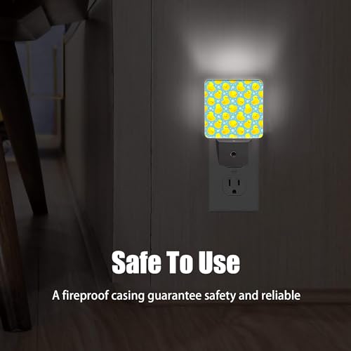 Image of Yellow Rubber Ducks Night Light, Dusk to Dawn Smart Sensor Nightlight for Bedroom Bathroom Kitchen Hallway Stairs Hallway, Plug-in, Energy Efficient Decor Desk Lamp Gifts
