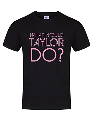 Unisex Slogan T-Shirt What Would Taylor Do? Black Small with Pink