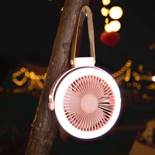 Ventilador de camping de 7 pulgadas con luz nocturna colgante para combatir el calor interior 7