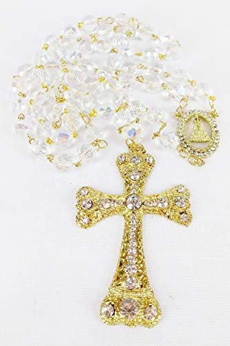 Terço De Noiva Cristal Boreal 10mm Dourado