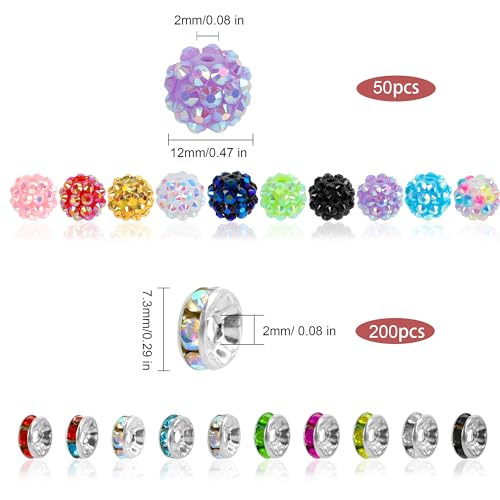 50 Rhinestone Beads and 200 Spacer Beads