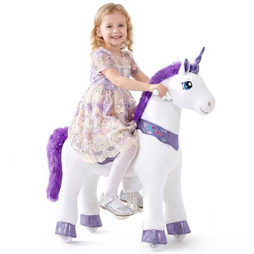 PonyCycle® Modell E Einhorn zum Reiten | Lila | 4-7 Jahre | mit Bremse