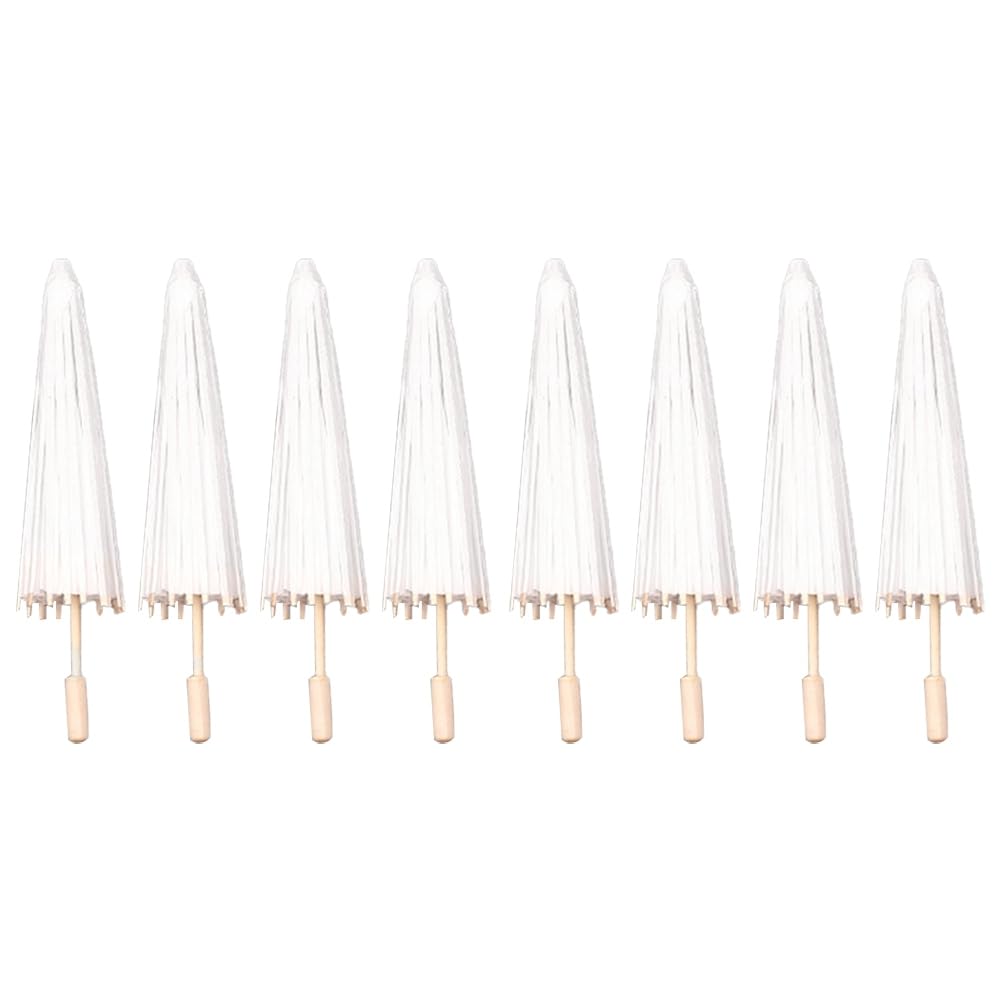 DHYAWUER 8PCS Paper Parasol Wedding Umbrella Party Favor 40cm Bamboo Umbrellas for Bridal Shower Centerpieces Photo Props