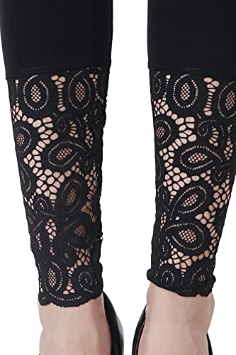 Image of Women's Soft & Stretchable Cotton Leggings Lace Ankle Length Color