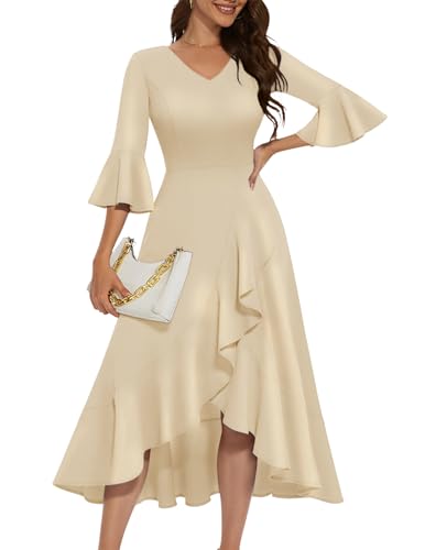 HomRain Champagne Formal Dresses for Women 2026 Wedding Guest, Elegant Mother of Bride Dressfor Evening Gowns Champagne XL