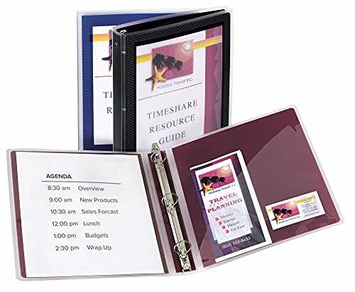 Avery Flexi-View 3 Ring Binders, 1 Inch Round Rings, Assorted Colors (Black, Burgundy, Navy Blue), Pack Of 12 Binders (17688) #TOP2