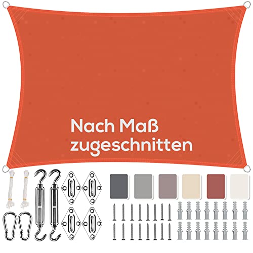 Aiyaoo Sonnensegel Wasserdicht Rechteckig, Viele Längen und Breiten Zur Auswahl, mit Befestigungs Kit PES Polyester, Sonnenschutz 95% UV Schutz, Reißfest Wetterfest für Terrasse Garten, Anthrazit