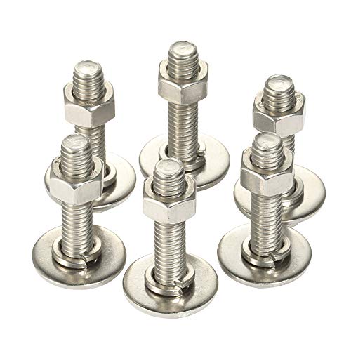 Image of M10-1.5 x 30mm Hex Head Bolts, Hex Nuts, Extra-Large and Thick Flat & Lock Washers, Fully Threaded, 304 Stainless Steel, 6 Sets
