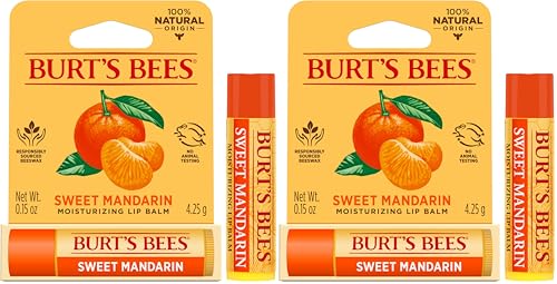 Burt's Bees 100% Natural Origin Moisturising Lip Balm, Sweet Mandarin, 1 Tube, 4.25g (Pack of 2)