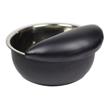 Noel Asmar Padded Footrest for Hand Hammered Stainless Steel and Copper Bowls, Half Moon Design, Premium Pedicure Accessories (Black)