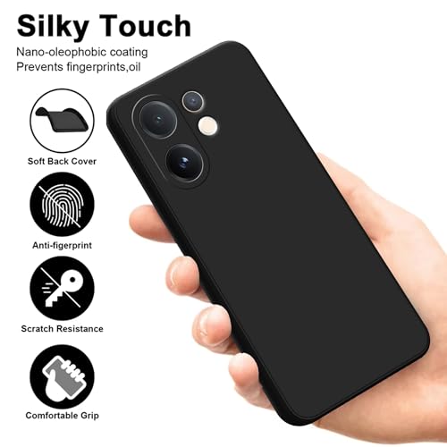 Image of SBMS Silicone Back Cover Case for Vivo V60 5G /V60e 5G /T4 Pro 5G | Soft Micro-Fibre Lining Inside | Camera Protection Bump | Shockproof Back Cover Case for Vivo V60 5G (Candy Cloth Black)