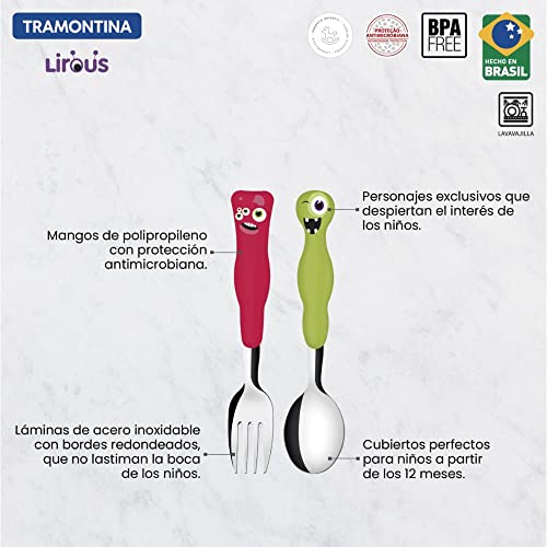 Jogo de Talheres Infantil Colorido Tramontina Lirous 02 Peças