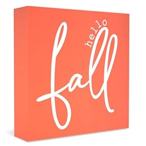 Orange Fall Decor, Fall Decorations for Home Office, Autumn Sign, Fall Sign, Fall Thanksgiving decorations, Fall Office Desk Decor 5 X 5 Inch