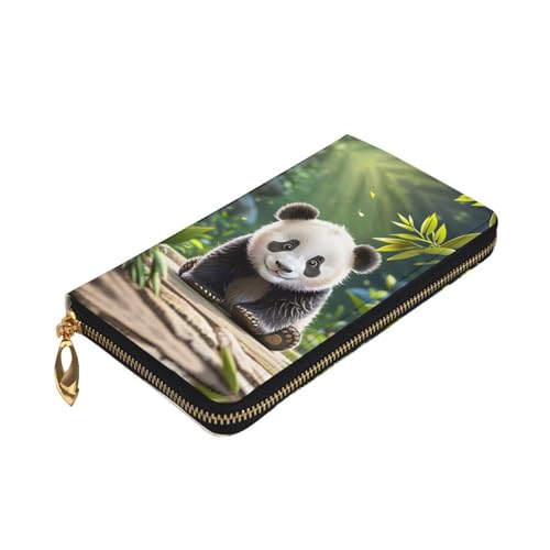 Women's Long Cash Wallet, PU Leather Elegant Clutch Change Purses with Zipper, Travel, Gifts (Cute Panda Print)3