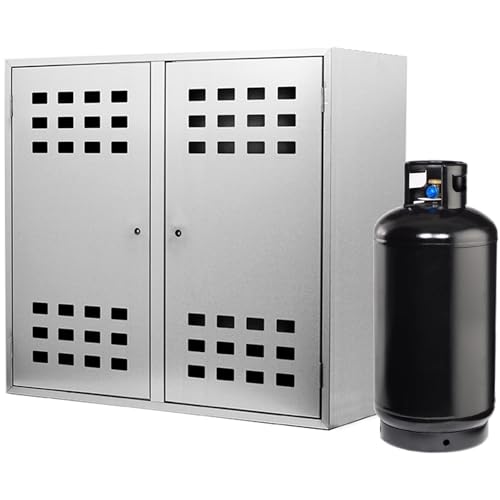 ALLINOX Armadietto 2 Bombole Gas da Esterno, Portabombola Due Ante In Acciaio Zincato RINFORZATO con Ventilazione, Chiusura Sicura Per Stoccaggio Bombole 10-25 kg, Resistente agli Agenti Atmosferici