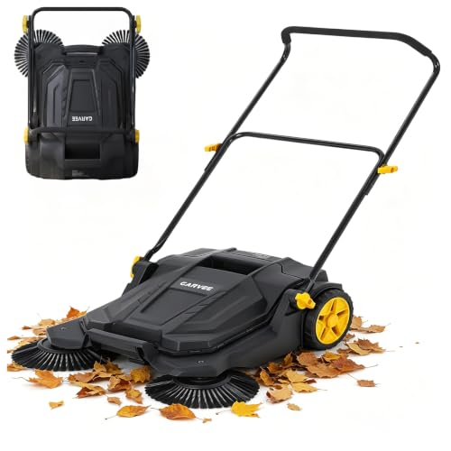 Image of Garvee 26 Inch Manual Push Floor Sweeper, Walk Behind Hand Push Floor Sweeper,5-Gallon Waste Container, Foldable Handle Industrial Shop Garage Outdoor Street Sweeper