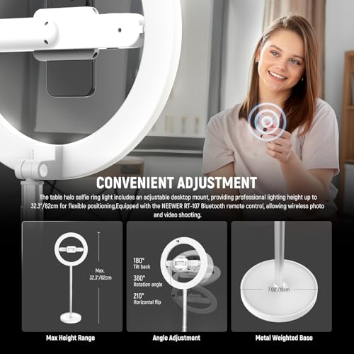Image of NEEWER Entry Level Version 10 inch 7W LED Selfie Ring Light with Desk Stand /Phone Holder /3 Modes, CRI85+ 3000mAh Rechargeable Video Conference Lighting for iPhone Streaming Video Recording Makeup, N17